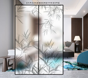 分层水墨竹子移门打印图