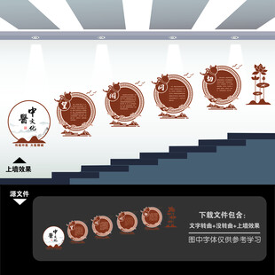 中医楼梯间楼道文化墙