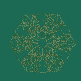 复古金色花纹圆形装饰图案