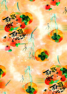 水果图案的多彩布料纹理