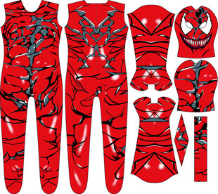 红色花纹运动服饰套装