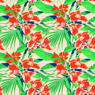 热带花卉鸟类图案背景