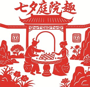 七夕庭院下棋趣