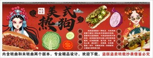 国潮美式热狗背景墙装饰画