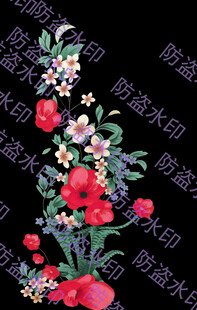 中式花卉刺绣图案设计