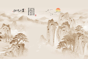 新中式山水壁画