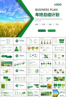 水稻农田农业种植大米PPT模板