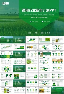 水稻农田农业种植大米PPT模板