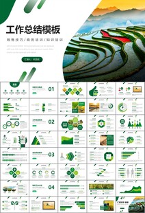 水稻农田农业种植大米PPT模板