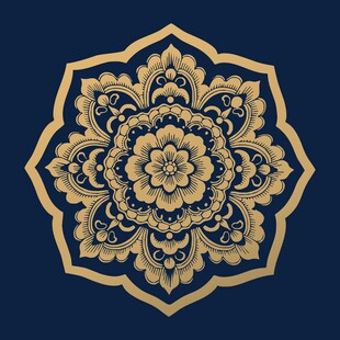 宝相花纹样八边对称连珠纹海棠纹