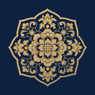 大唐风格宝相花纹连珠纹海棠纹