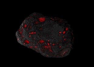 岩石红色纹理黑色矿石