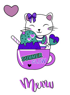 可爱猫咪在紫色茶杯中