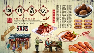 四川卤味背景墙