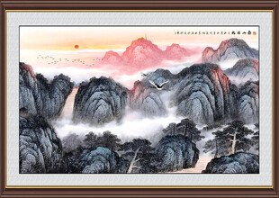 旭日东升山水画