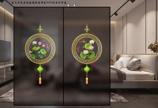 高清分层透明底推拉门玻璃打印图