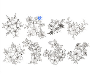 花卉线稿图案设计素材