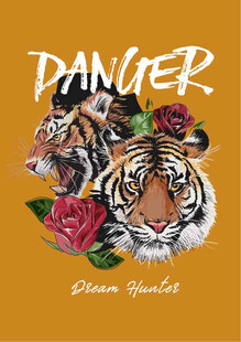 老虎花卉图案艺术设计