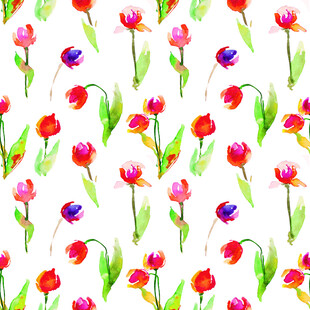 水彩花卉无缝图案背景