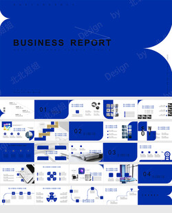 工作总结克莱因蓝汇报模板
