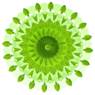 绿色叶片构成的精美曼陀罗图案