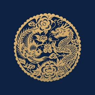 中式龙纹圆形精美图案