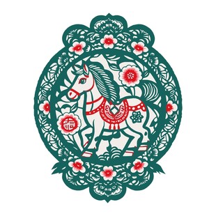 中国传统新年插画2026马年