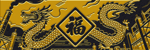 金色双龙护福图案