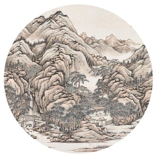 新中式圆形水墨山水