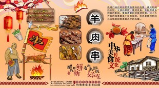 羊肉串背景墙