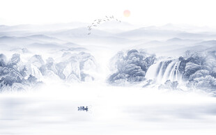 国画水墨山水画