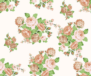 复古风花卉图案  数码 印花