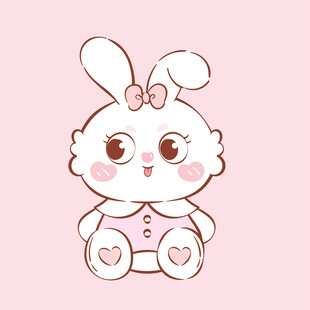可爱蝴蝶结小兔卡通形象