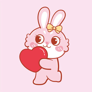 抱红心的可爱兔子