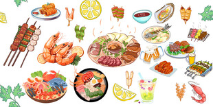 烧烤插画