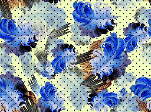 蓝白花卉图案布料纹理