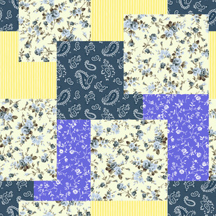 多彩花卉图案拼接布料