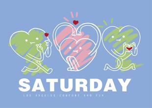 周六爱心卡通图案设计