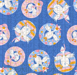 蓝色背景可爱飞鸟图案