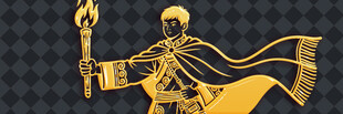 手持火炬的金色骷髅形象