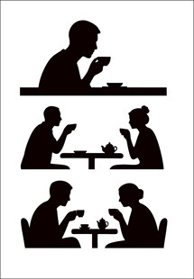 不同场景的用餐人物剪影