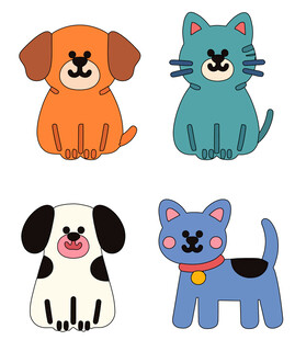 可爱猫狗卡通形象