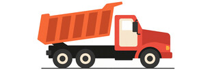橙色自卸卡车插画