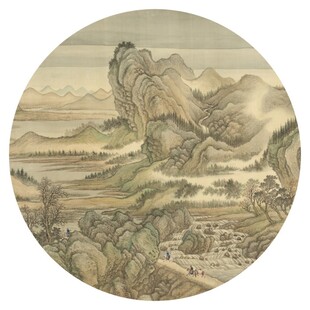 新中式水墨山水圆形装饰画