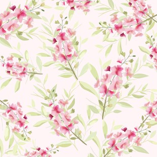 粉色花卉水彩无缝图案数码印花