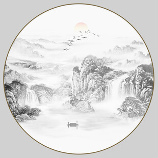 圆形水墨画
