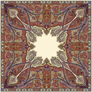 复古腰果方巾矢量