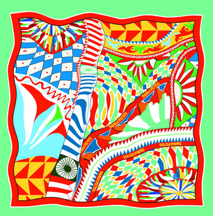 多彩几何图案创意丝巾设计