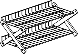 双层金属折叠杂物架 勾线矢量图