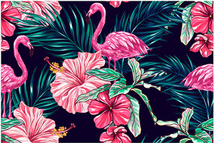 火烈鸟与花卉热带风图案数码印花